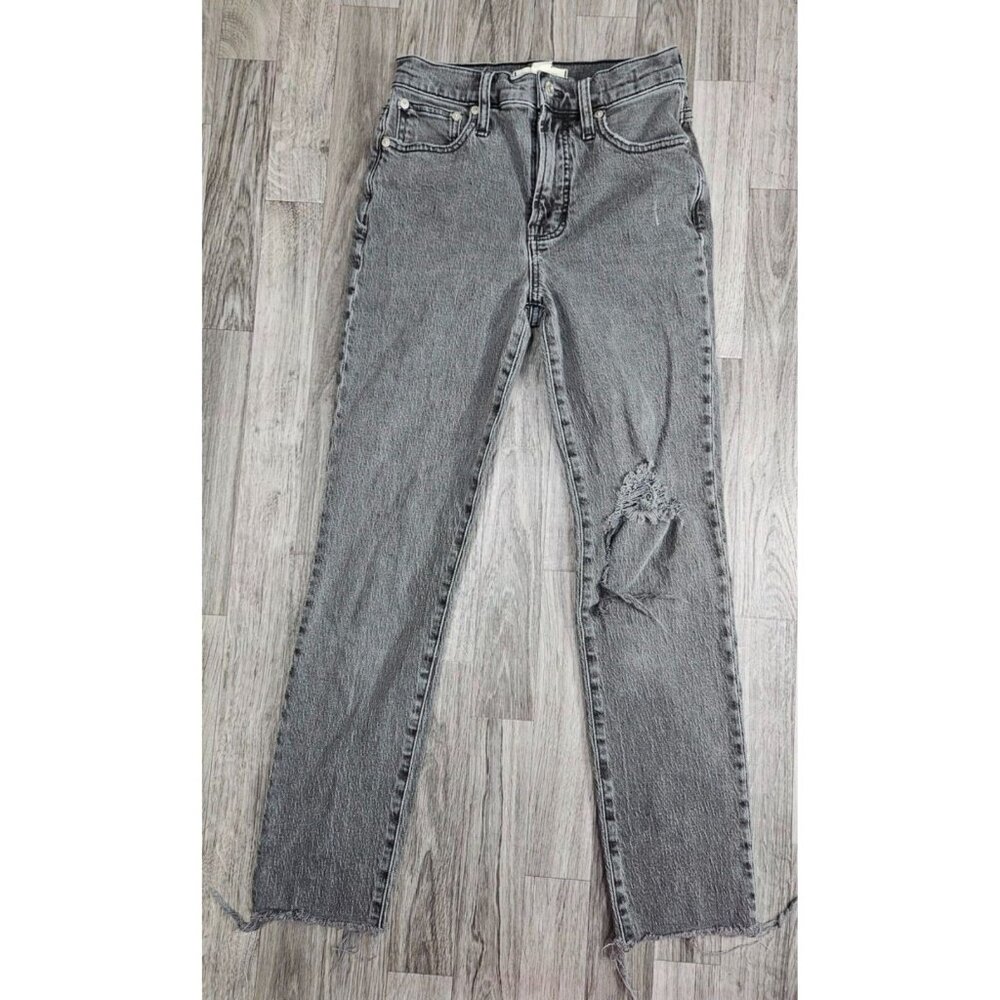 Madewell Womens Size 23 Grey‎ Black Distressed The Perfect Vintage Jeans